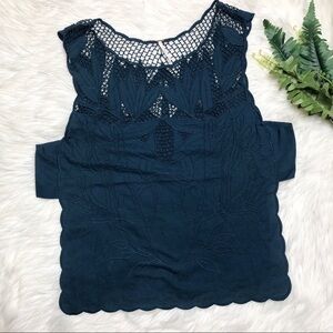 Free People Embroidered Open Side Tank